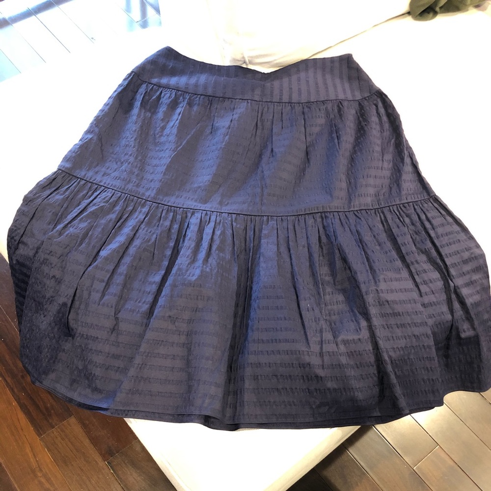 Talbots Bohemian  Navy Silk Skirt NWOT